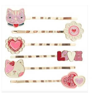 Valentin’s Day Heart Enamel Hair Pin Set of 6 - New